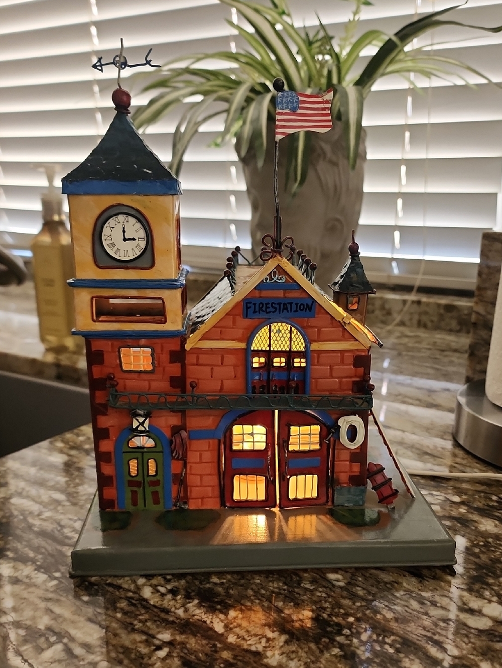 Lighted Village Firehouse